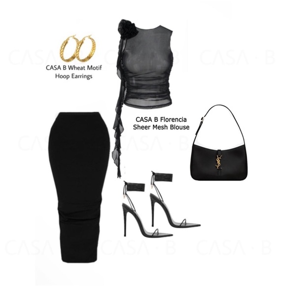 5⭐️CASA B| Florencia Sheer Tulle Flower Appliqué Crop Blouse top - Picture 7 of 9